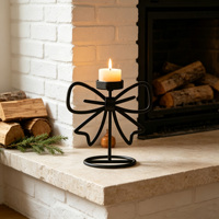 Support de bougie en métal noir ajouré, bougeoir décoratif de table en fer pour bougies chauffe-plat, idéal pour mariages, fêtes et décoration intérieure