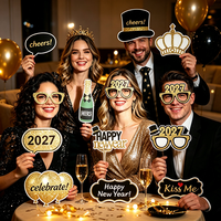Nouvel An : Accessoires de photomaton amusants et résistants aux rayures – Lunettes, gâteaux, horloge, champagne – Accessoires de photographie étanches pour fêtes