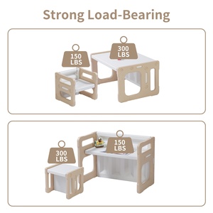 Table pour tout-petits SINKIPA moderne Montessori en plastique avec 2 chaises, ensemble écologique, sécurité, hauteur réglable pour <span class=keywords><strong>chambre</strong></span> à coucher, salon - Product Image 4