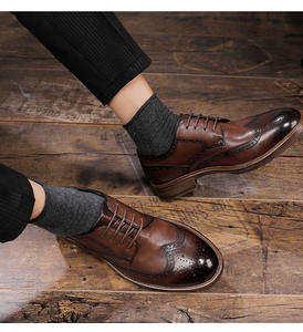 Biyate – chaussures en cuir de veau respirantes pour <span class=keywords><strong>homme</strong></span>, style britannique, haut de gamme, à la mode - Product Image 5