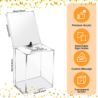 Boîte à dons personnalisée verrouillable en acrylique grand format avec porte-panneau, urne à suggestions et à votes pour collectes caritatives et tombolas
