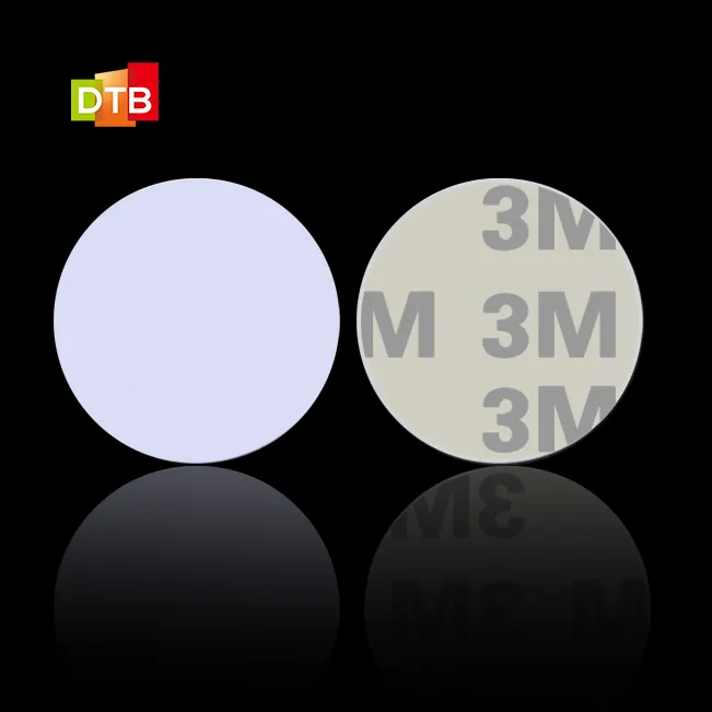 Etiqueta adesiva personalizada com impressão, etiqueta de moeda adesiva 3m 125khz pvc token rfid etiqueta vazia em4305 t5577 etiqueta redonda rfid disco