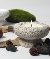 Bougie en cire de soja parfumée avec bol en béton d'aromathérapie en pierre à texture naturelle