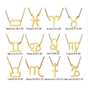 สร้อยคอจี้สัญลักษณ์ 12 ราศี ดีไซน์หรูหราสำหรับผู้หญิง ทำจากสแตนเลสสตีล พร้อมสายทอง - Product Image 2