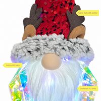 Gnomo Navideño Iluminado, Figura Decorativa Iridiscente para Mesa, Gnomo de Santa Claus con Luz LED, Alimentado por USB, con Gorro y Barba de Felpa, Decoración Navideña para el Hogar