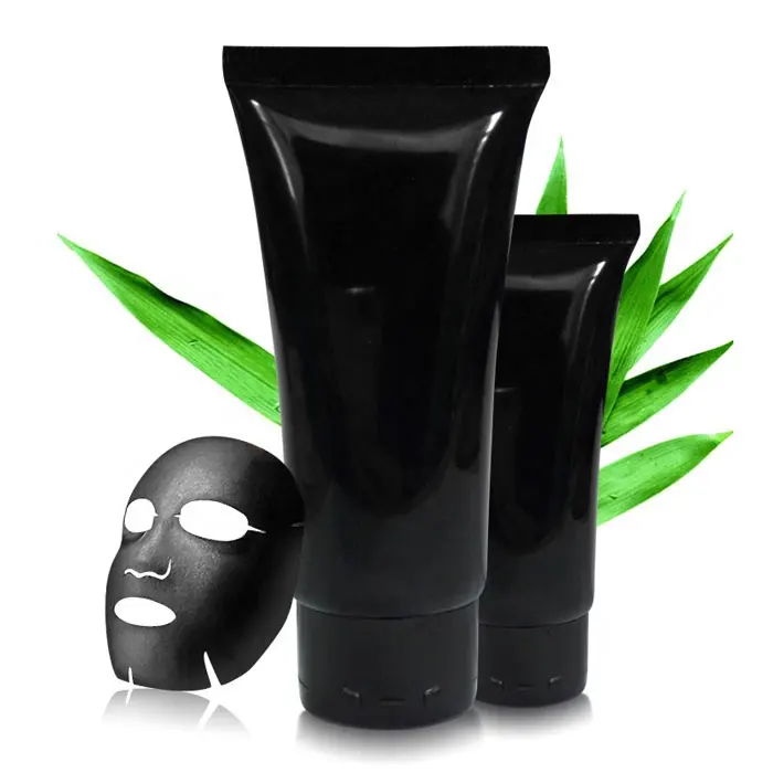 Mascarilla negra de marca privada, limpiador de poros, máscara de eliminación de espinillas con tubo negro en blanco