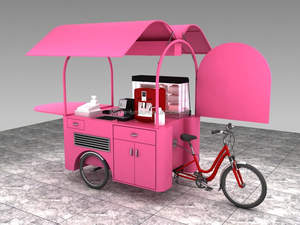 Carretto Caffè dal Design Accattivante, Carretto Mobile per Torte, Triciclo per Fast Food con Ruote, Chiosco per Snack in Vendita - Product Image 4