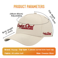 Casquette de baseball Heycap personnalisable avec logo, 5 panneaux, visière incurvée en sergé de coton, boucle métallique réglable, haute densité