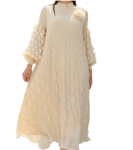 <span class=keywords><strong>Tenue</strong></span> musulmane <span class=keywords><strong>traditionnelle</strong></span> ample en polyester : robe décontractée plissée pour femmes - Product Image 1