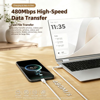 Câble de charge rapide HC 120W 6A TC, transfert de données 480 Mbps, résistant aux plis, pour smartphone, tablette, écouteurs, commande en gros