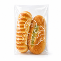 Sachet plat en BOPP transparent de qualité alimentaire imprimé sur mesure, à ouverture supérieure lisse, pour emballage de boulangerie (pain, pain de mie, pain grillé)