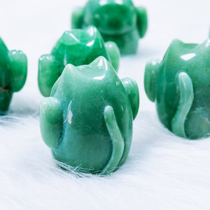 Gato de la Fortuna de Cristal de <span class=keywords><strong>Aventurina</strong></span> Verde Curativo, Artesanía Natural Grabada a Mano al por Mayor para Decoración del Hogar - Product Image 1