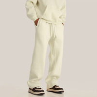 Pantalon en Polaire Épais à Jambe Droite pour Homme, de Couleur Unie, Ample, Décontracté, Grande Taille, Unisexe, 345G