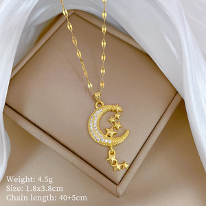 Collar de Moda Cristiano con Colgante de Cruz en Cadena O de Acero Inoxidable Chapado en Oro de 18K con Circonitas Cúbicas Coloridas <span class=keywords><strong>para</strong></span> Mujer - Product Image 4