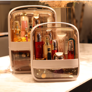 Large drawer large space transparent waterproof cover clear plastic makeup organizer cosmetics kit jewelry storage box