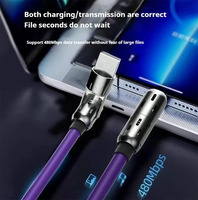 Câble de données universel Portable 4-en-1 5A 240W 65W 27W RGB Light Soft Silicone Zinc Alloy Super Fast Charging Tipo C Type C Cable