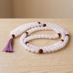 Jap Mala Religioso de Ágata Tallado y Grabado con Rudraksha - Product Image 2