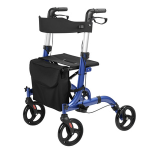 รถช่วยเดินแบบมีล้อสี่ล้อ Dinglian Walker สีฟ้า พร้อมกระเป๋า สำหรับผู้สูงอายุและผู้พิการ - Product Image 2
