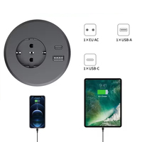 Prise de bureau encastrée UE avec multiprise intégrée, ports USB-A/C à charge rapide, matériau PC ignifuge pour meubles de table