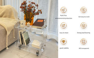 नई अनुकूलित विधानसभा रोलिंग स्पष्ट Lucite कड़ा खाद्य ट्रॉलियों एक्रिलिक सेवारत बार गाड़ियां - Product Image 4