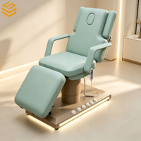 Table de massage électrique portable de luxe à 2 moteurs avec base en bois LED, table motorisée pour soins du visage, SPA, salon, hôtel, maison, magasin de massage des pieds