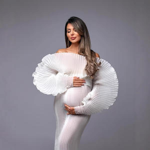 Vestido <span class=keywords><strong>de</strong></span> <span class=keywords><strong>mujer</strong></span> embarazada Cuello cuadrado Arrugas Adelgazamiento Trailing <span class=keywords><strong>Foto</strong></span> <span class=keywords><strong>de</strong></span> <span class=keywords><strong>mujer</strong></span> embarazada Vestido <span class=keywords><strong>de</strong></span> vientre grande - Product Image 3