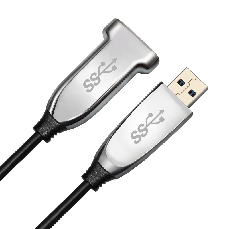 50m yüksek hızlı AOC USB 3.0 uzatma kablosu desteği 5Gbps kadar 50 metre şirket logosu ile