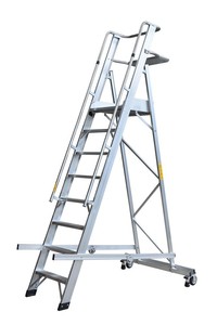 Professional Industrial Foldable <b>Aluminium</b> Double <b>Ladder</b> with Platform for & Trolleys - Product Image 1