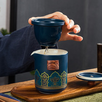 Ensemble de tasses à thé chinoises de luxe, portable, en porcelaine, vaisselle, ensemble de théière chinoise Kung Fu avec sac cadeau