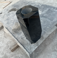 Vase en pierre de granit noir sculpté à la main, rond ou carré, pour cimetière, pierre tombale, décoration extérieure - Vente en gros