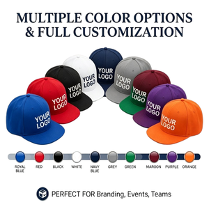 Wholesale <b>Snapback</b> Hat Custom Embroidered Flat Bill Baseball <b>Cap</b> Plain Adjustable Streetwear Sports Hat for Team Merchandise - Product Image 1