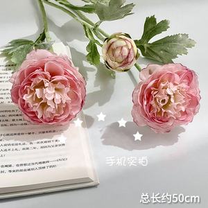 JCF339 Decoraciones de Boda Flores Artificiales Flores de Seda Peonías Artificiales <span class=keywords><strong>Tallo</strong></span> Flocado 3 Cabezas Ranúnculos - Product Image 5