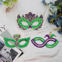 Masque pour les yeux en PVC à paillettes, trois couleurs or, violet, vert, avec motif floral, pour les fêtes de carnaval et de Mardi Gras