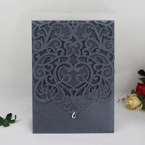 Invitations de mariage de poche découpées au laser australiennes rustiques faites à la main avec <span class=keywords><strong>diamant</strong></span> - Product Image 6