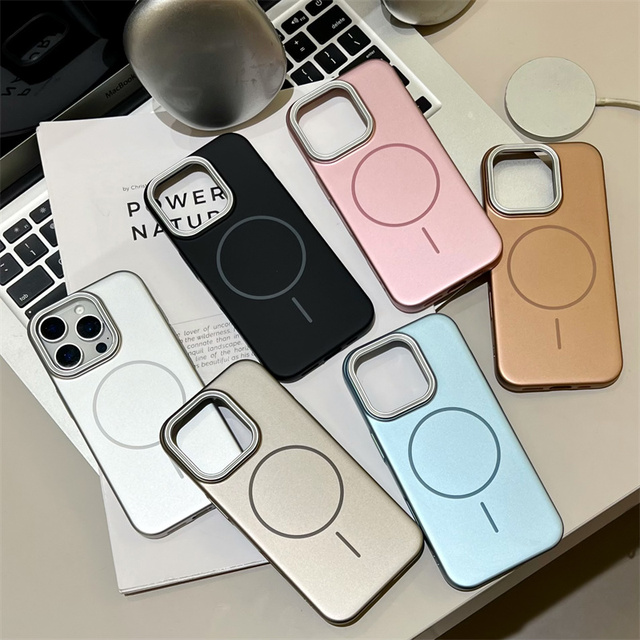 Luxury Titanium Metal Metallic Color Magnetic Mobile Phone Case for iPhone 17 16 15 14 13 12 11 Pro Max Plus