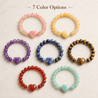 Bracelet en perles de cristal naturel en forme de cœur, 8 mm, bracelet extensible en pierres précieuses, fait main, cadeau pour femme, bijoux