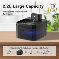 Fontaine à eau automatique carrée pour animaux de compagnie de 2,2 L, fontaine à eau pour chats avec capteur infrarouge pour chats d'intérieur, chiots, etc.