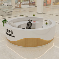 Bureau de réception semi-circulaire moderne et durable en MDF écologique pour écoles, hôtels, hôpitaux, services de caisse et salons de beauté