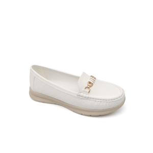 Mocassins pour femmes personnalisés OEM ODM, texture tissée rose, ornés de métal - Product Image 3
