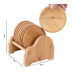 Juego de posavasos de cocina Posavasos de <span class=keywords><strong>café</strong></span> y té Juego de posavasos de bambú redondo cuadrado con portavasos - Product Image 2