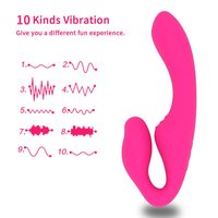 Biegbares Design Doppelkopf 10-Frequenz Vibration Strapless G-Punkt Strap-on Dildo Vibratoren für Lesbische Frauen