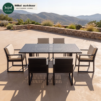 Ensemble de table et chaises de luxe pour l'extérieur, ensemble de salle à manger en aluminium pour terrasse, ensemble de meubles de jardin imperméables pour cour, terrasse, resort