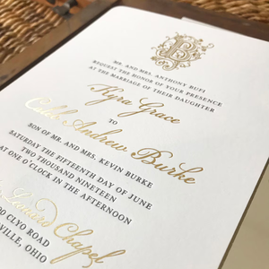 Juego de <span class=keywords><strong>Invitaciones</strong></span> Florales de Lujo con Grabado en Relieve, Papel Vellum, Envoltura de Papel Dorado y Sello de Cera Dorado para Bodas - Product Image 5