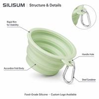 Bol de voyage pliable en silicone SILISUM personnalisé, bol d'alimentation pour chien pliable portable, bol pour animaux de compagnie en silicone de qualité alimentaire