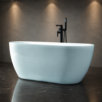 Baignoire autoportante rectangulaire moderne en acrylique, certifiée CUPC, écologique, 1,5 m, sans jets de massage