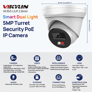 Caméra de sécurité extérieure IP PoE Vikylin OEM HIK Smart Hybrid Light 5MP 24/7 Full <span class=keywords><strong>Color</strong></span> Audio bidirectionnel Étanche IP67 Entièrement métallique - Product Image 3