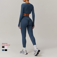 Ensemble de sport 3 pièces pour femme : veste zippée à manches longues personnalisée, leggings taille haute sculptants et collants de fitness pour la course et le yoga