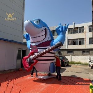 Decoración para Fiestas de Verano, <span class=keywords><strong>Tiburón</strong></span> Inflable Músico con Guitarra, Inflable de Jardín para Carnaval, Guitarrista de Dibujos Animados Personalizado - Product Image 4