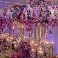 Vente flash - Boule de fleurs artificielles en soie rouge de 60 cm, de haute qualité, pour la décoration des tables de mariage