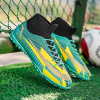Crampons d'entraînement de football en plein air antidérapants verts courts et longs pointes Sport Football Combat Football bottes chaussures pour enfants adultes
